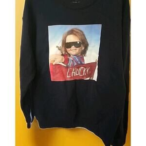 Chucky Directors Chair Sweatshirt Large Excellent New A102 Horror Soft Comfy